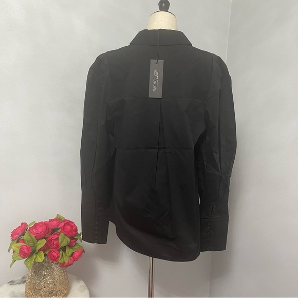 RACHEL ZOE Black Poplin Poof Sleeve Button Down Shirt - Size M - NWT- Reemoly - Picture 6 of 14
